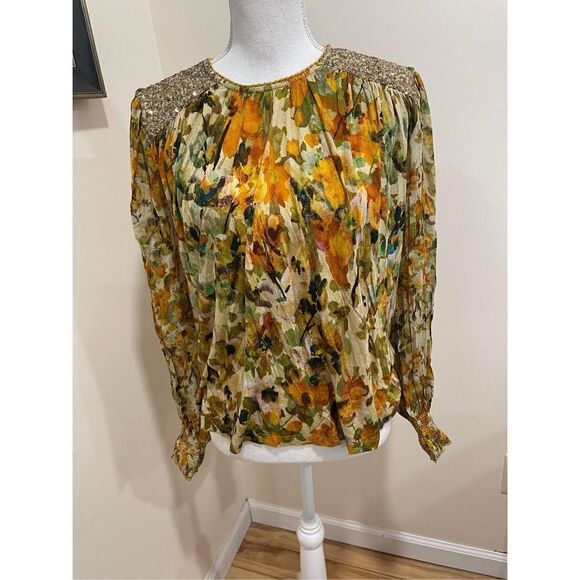 New Anthropologie x Bl-nk Sequin-Embellished Blouse Size S - Picture 5 of 11